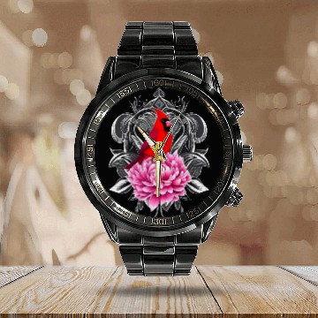 Discover Cardinal Bird With Peony Color indianas State Tattoo Art Calendar Steel Band Watch