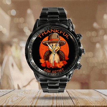 Discover Ash Artist Funny Thanksgiving Turkey Fall Calendar Steel Band Watch
