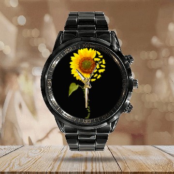 Discover Pig Sunflower Calendar Steel Band Watch