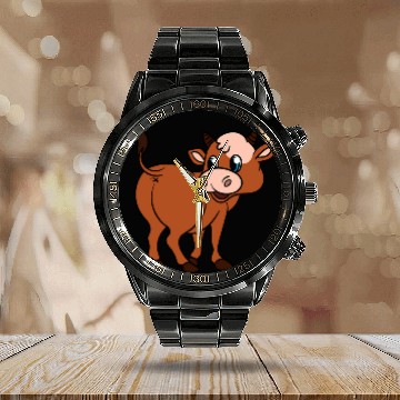 Discover Cow Lover Butt Funny Cow Butt Calendar Steel Band Watch