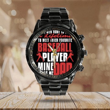 Discover Dad Son Children Boy Baseball Player Softball Calendar Steel Band Watch