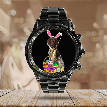 Discover Easter Egg Funny German Shorthaired Pointer Easter Calendar Steel Band Watch