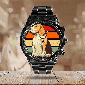 Discover British Dog Breed Beagle Calendar Steel Band Watch