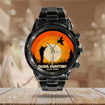 Discover Lucky Charm Quail Hunting Baseball Tees Calendar Steel Band Watch