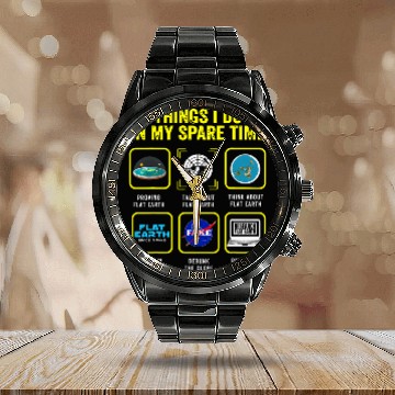 Discover Flat Earth Firmament Model with dome Art Map Gleason Proof Baseball Tees Calendar Steel Band Watch