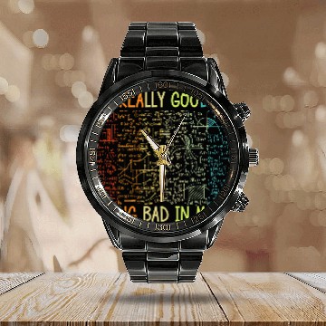 Discover Funny Bad in Math Sarcastic Math College Students Baseball Tees Calendar Steel Band Watch