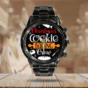 Discover Christmas Cookie Baking Crew Baker Pastry Chef Kids Xmas Zip Calendar Steel Band Watch