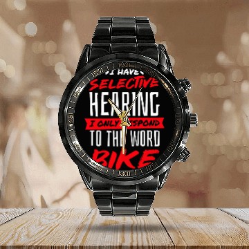 Discover Biking Cycling and Cycler Zip Calendar Steel Band Watch