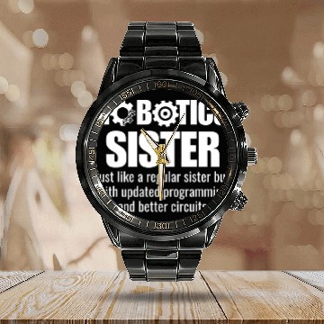 Discover Robotics Sister 2Funny Robotics Team Calendar Steel Band Watch