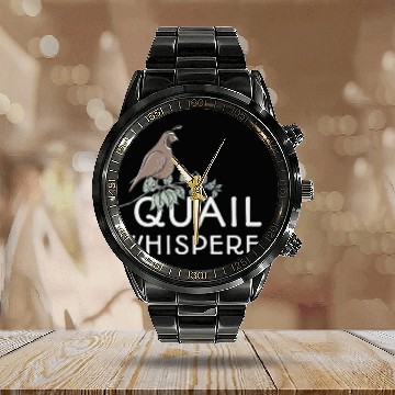 Discover Quail Whisperer Love Quails Bird Lover Gift Zip Calendar Steel Band Watch