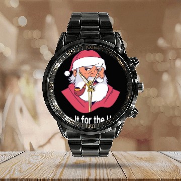 Discover I Do It For The Hos Funny Evil Santa Claus Christmas Baseball Tees Calendar Steel Band Watch