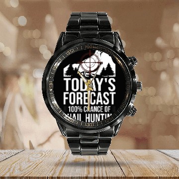 Discover Quail Hunting Bird Hunter Season 24 Zip Calendar Steel Band Watch