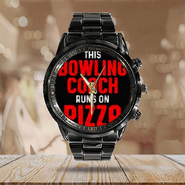 Discover Bowling Coachs Pizza Player Team Instructor Calendar Steel Band Watch