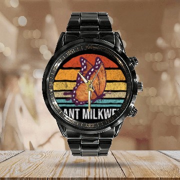 Discover Plant Milkweeds Monarch Butterfly Lover Zip Calendar Steel Band Watch