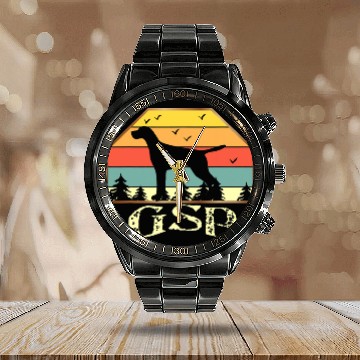 Discover German Shorthair Pointer Gift GSP DAD MOM I Nature Lover Calendar Steel Band Watch
