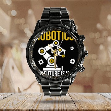 Discover Robotics the future is now Engineering Programming Calendar Steel Band Watch