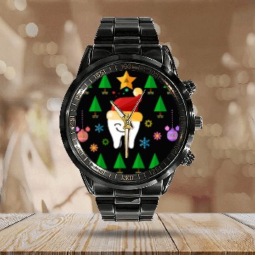 Discover Funny Teeth dentists Christmas Dental assistant costume gift Calendar Steel Band Watch