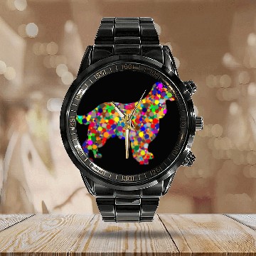 Discover Colorful Polka Dot English Cocker International Dot Day Calendar Steel Band Watch