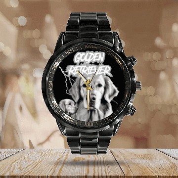 Discover Golden Retriever Goth Puppy Punk Rock 80s Alternative Baseball Tees Calendar Steel Band Watch