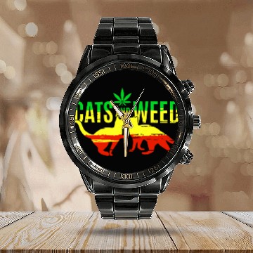 Discover Pirate Cat 21 Calendar Steel Band Watch