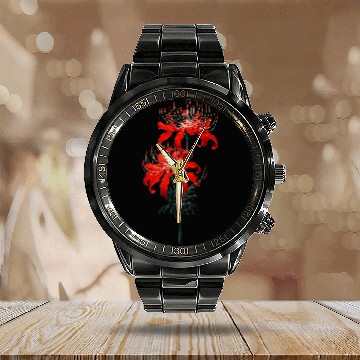 Discover Lacrosse Gift Japanese Art Red Spider Lily Lycoris Baseball Tees Calendar Steel Band Watch