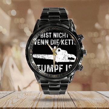 Discover Chainsaw Chain Stump Forester Forest Worker Zip Calendar Steel Band Watch