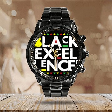 Discover Black Excellence Melanin Pride Cool Black Lives Matter Calendar Steel Band Watch