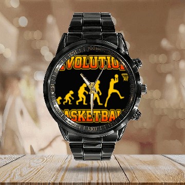Discover Basketball Evolution for Basketball Players Baseball Tees Calendar Steel Band Watch