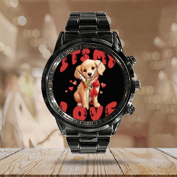 Discover Golden Retriever Valentines day 2024 Valentines Baseball Tees Calendar Steel Band Watch