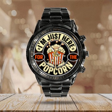Discover Lacrosse Gift Im just here for the popcorn Design for a Popcorn Lover Calendar Steel Band Watch