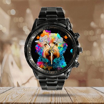 Discover Labradoodle Art Splashes Paint Abstract Colorful Dog Baseball Tees Calendar Steel Band Watch