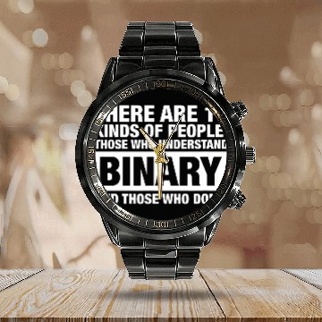 Discover Funny Binary Understanding Geek Interaction Computer Science Calendar Steel Band Watch