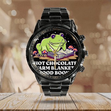 Discover Hot Chocolate Warm Blankets Good Books Reading Bookworm 1 Calendar Steel Band Watch