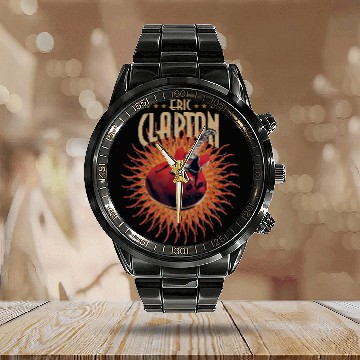 Discover Eric Clapton Guitar Flames Smoke Adult Calendar Steel Band Watch