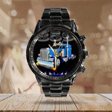 Discover 359 Peterbilt doodle Calendar Steel Band Watch