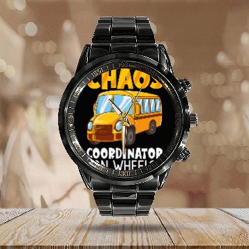 Discover Funny School Bus Driver Appreciation anniversary 4 Calendar Steel Band Watch