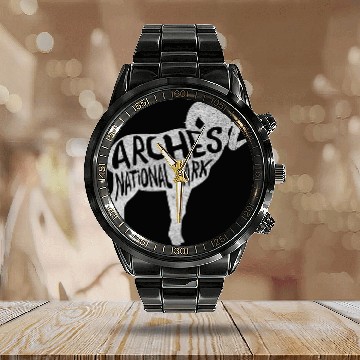 Discover Sheep Lover Arches National Park 3Bighorn Sheep Calendar Steel Band Watch