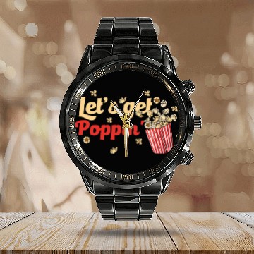 Discover Lacrosse Gift Lets Get Poppin Popcorn Lover Corn Kernel Snack Popcorn Calendar Steel Band Watch