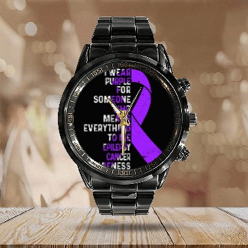 Discover I Wear Purple Ribbon Epilepsy Awareness Support Squad Calendar Steel Band Watch