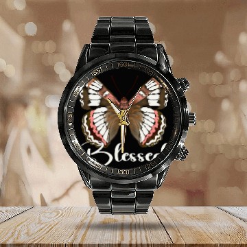 Discover Jesus Has My Back Butterfly Faith Christian Calendar Steel Band Watch