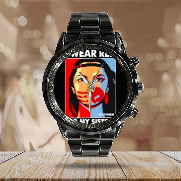 Discover I Wear Red For MySister Native American Stop MMIW Calendar Steel Band Watch