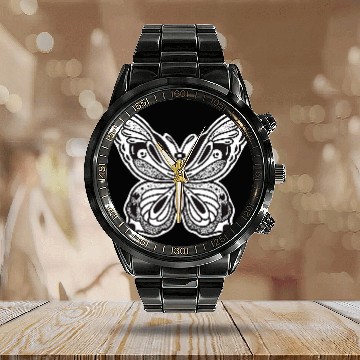 Discover Spooky Butterfly tattoo style occult Gothic Baseball Tees Calendar Steel Band Watch