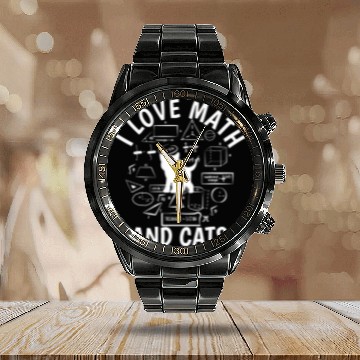 Discover Sarcastic I Love Math And Cats Minimalist Mathematic joke 23 Zip Calendar Steel Band Watch