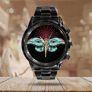 Discover Monarch Goth Moth Deaths Head Moth 2Distressed Horror Calendar Steel Band Watch