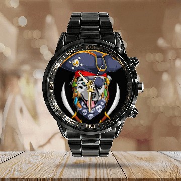 Discover Australian Shepherd Pirate Funny Aussie Dog 40 Calendar Steel Band Watch