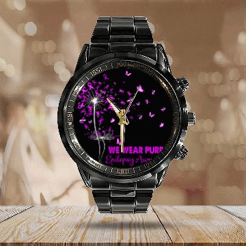 Discover Epilepsy Awareness Faith Hope Love Dandelion Calendar Steel Band Watch