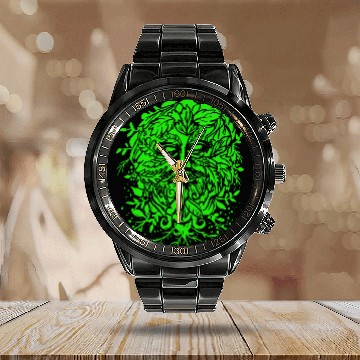 Discover Green Man Pagan Mythology Gothic Art Calendar Steel Band Watch