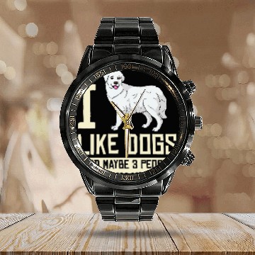 Discover Great Pyrenees Dog Puppies Owner Lover 14 Calendar Steel Band Watch