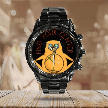 Discover Find Your Center Pug Yoga Calendar Steel Band Watch
