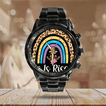 Discover Christian He Is Risen Rainbow Christian Happy Easter Jesus315 Christ Calendar Steel Band Watch
